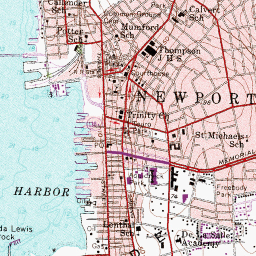 Topographic Map of Newport Congregational Church, RI
