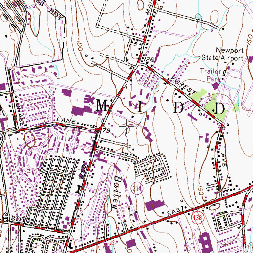 Topographic Map of Newport County Catholic Regional School, RI