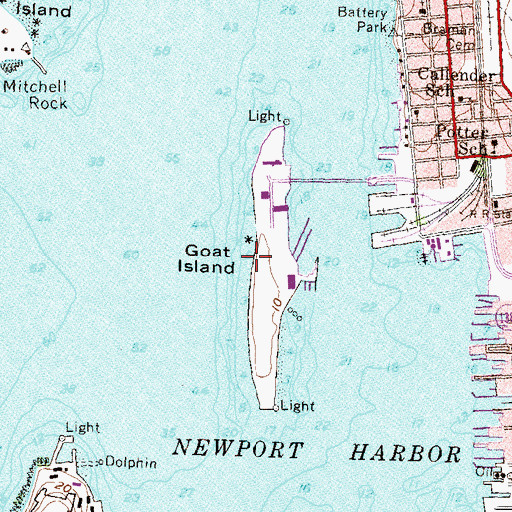 Topographic Map of Newport Historical Society Library, RI