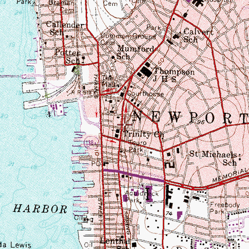 Topographic Map of Newport Museum of Costume, RI