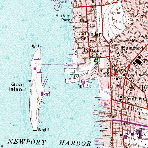 Topographic Map of Newport Ship Yard, RI