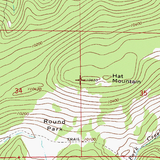 Topographic Map of Hat Mountain, CO