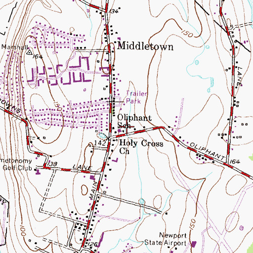 Topographic Map of Oliphant School, RI