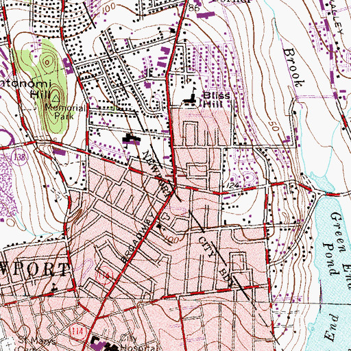 Topographic Map of One Mile Corner, RI