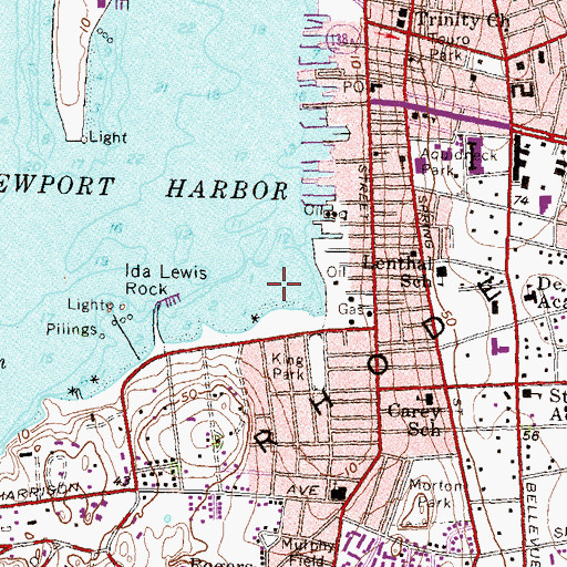 Topographic Map of Overings Wharf (historical), RI