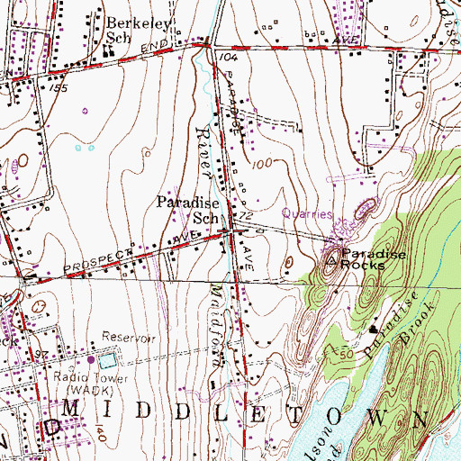 Topographic Map of Paradise School, RI