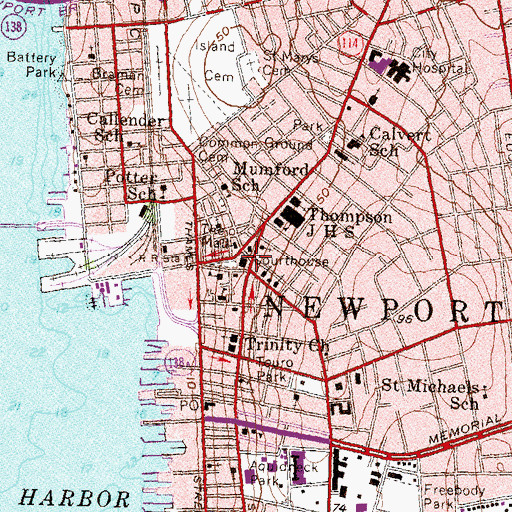 Topographic Map of Pitts Head Tavern, RI