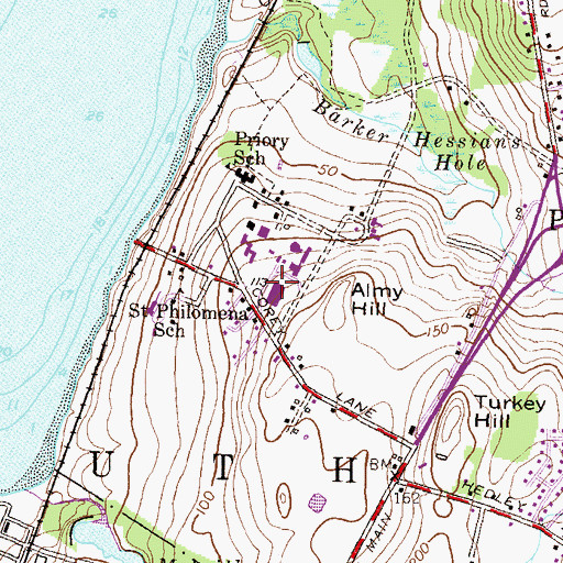 Topographic Map of Portsmouth Abbey School, RI