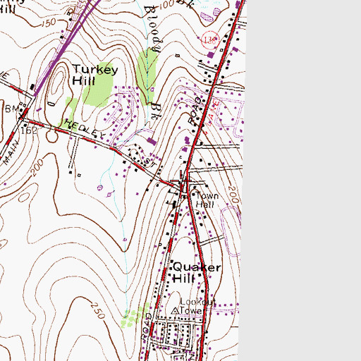 Topographic Map of Portsmouth Friends Cemetery, RI