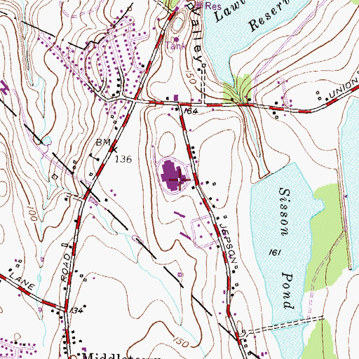 Topographic Map of Portsmouth Middle School, RI
