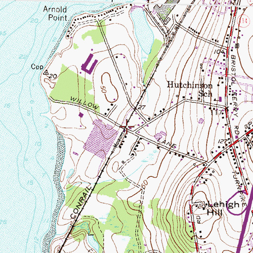 Topographic Map of Portsmouth Station (historical), RI