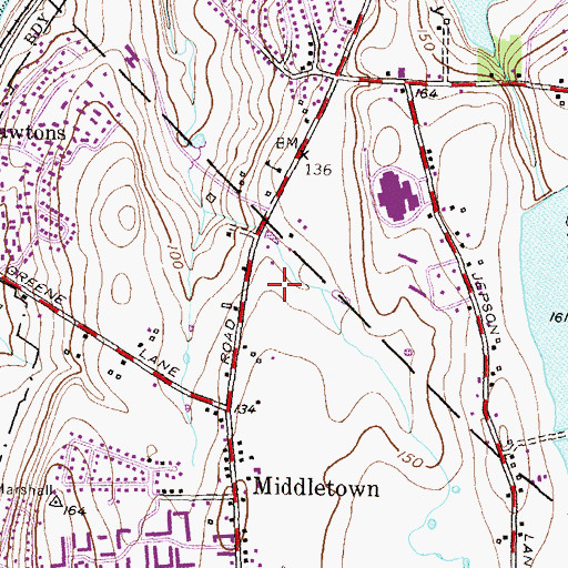 Topographic Map of Prescott Middle School, RI