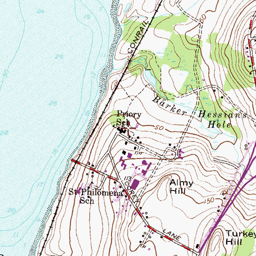 Topographic Map of Priory School, RI