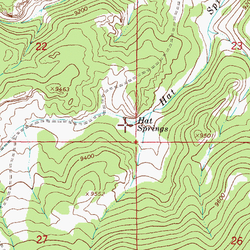Topographic Map of Hat Springs, CO
