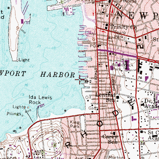 Topographic Map of Redwoods Wharf (historical), RI