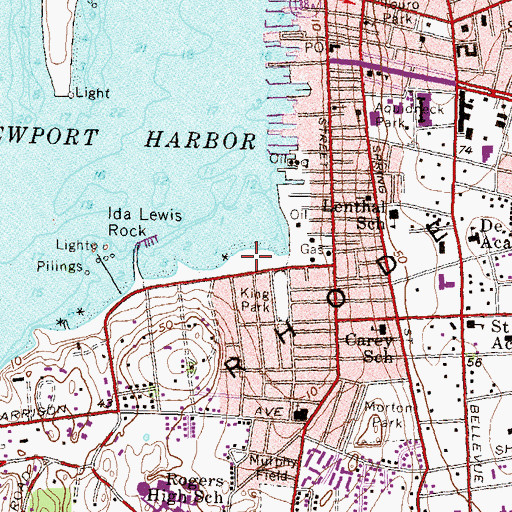 Topographic Map of Rochambeau Statue and Monument, RI