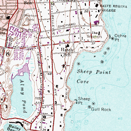 Topographic Map of Rosecliff Mansion, RI