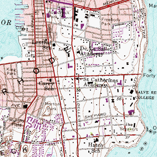 Topographic Map of Saint Catherines Academy, RI