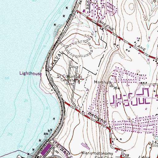 Topographic Map of Saint Columbas Cemetery, RI