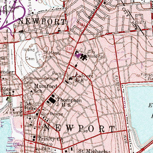 Topographic Map of Saint Georges Church, RI