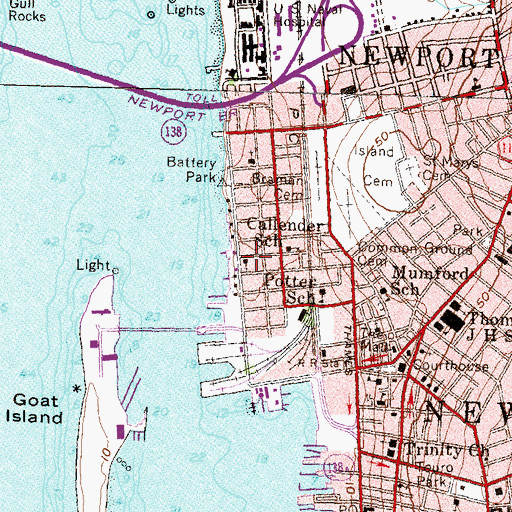 Topographic Map of Saint Johns Church, RI