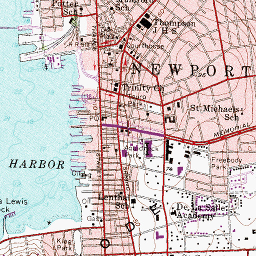 Topographic Map of Saint Marys Church, RI