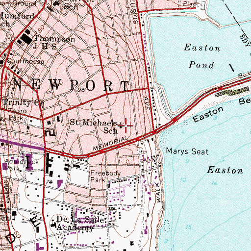 Topographic Map of Saint Michaels Country Day School, RI