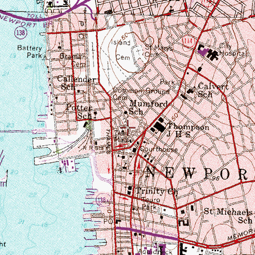 Topographic Map of Saint Pauls United Methodist Church, RI