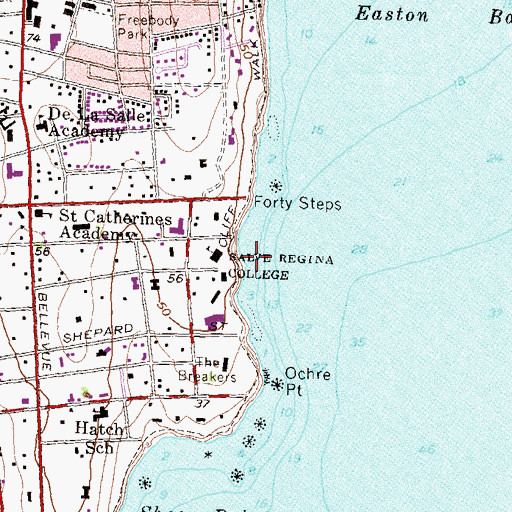 Topographic Map of Salve Regina University, RI