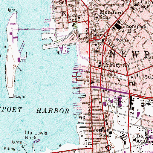 Topographic Map of Sayer Wharf, RI