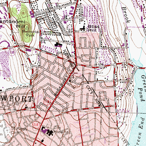 Topographic Map of Sheffield School, RI