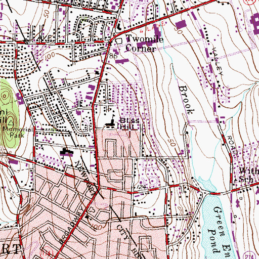 Topographic Map of Temple Shalom Judaica Library, RI