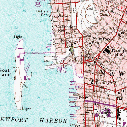Topographic Map of Thames Science Center, RI