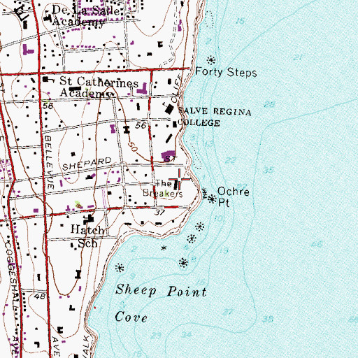 Topographic Map of The Breakers, RI