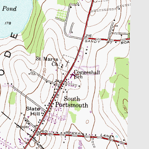 Topographic Map of The Pennefield School, RI
