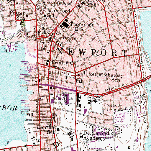 Topographic Map of Touro Park, RI