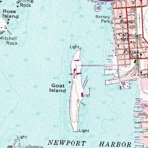 Topographic Map of Touro Synagogue, RI