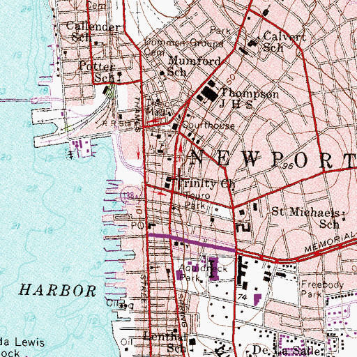 Topographic Map of Trinity Churchyard Cemetery, RI