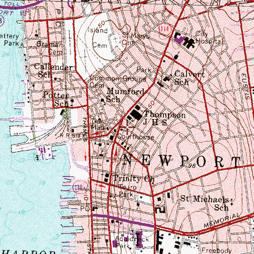 Topographic Map of United Baptist Church, RI