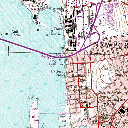 Topographic Map of Van Zandt Pier, RI