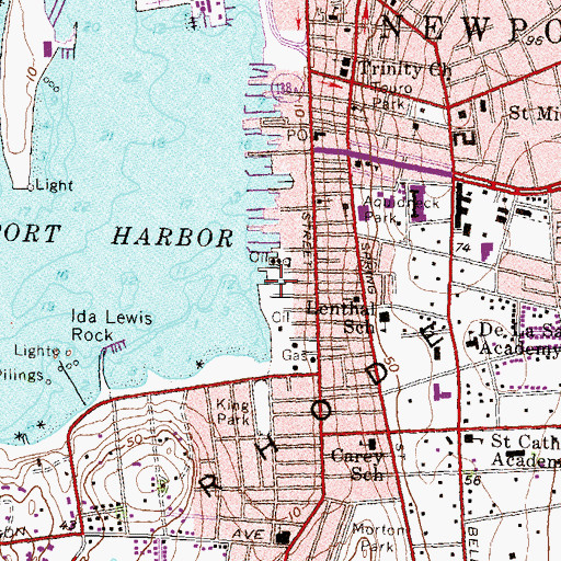Topographic Map of Waites Wharf, RI