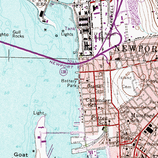 Topographic Map of Wantons Wharf (historical), RI