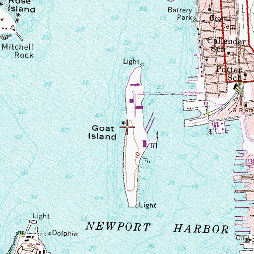 Topographic Map of White Horse Tavern (historical), RI