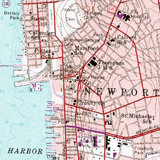 Topographic Map of Zion Episcopal Church, RI