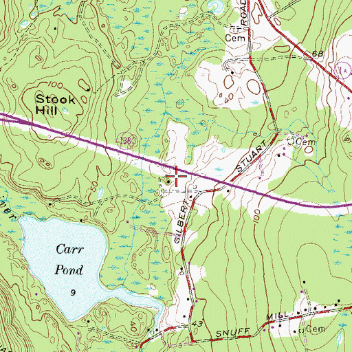 Topographic Map of Allen - Pierce Farm Cemetery, RI