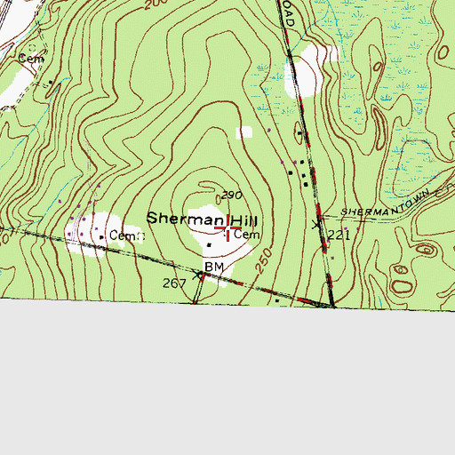 Topographic Map of Arnold - Sherman Plot, RI