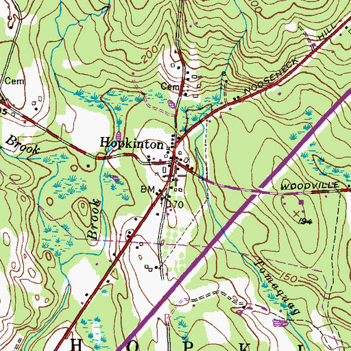 Topographic Map of Ashaway Bible Chapel, RI