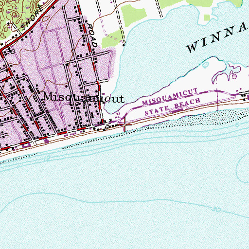 Topographic Map of Atlantic Beach Amusement Park, RI