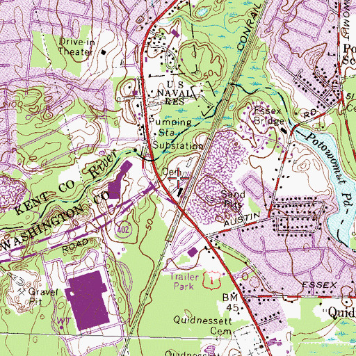 Topographic Map of Austin Cemetery, RI