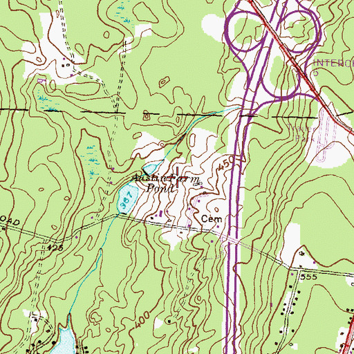 Topographic Map of Austin Cemetery, RI